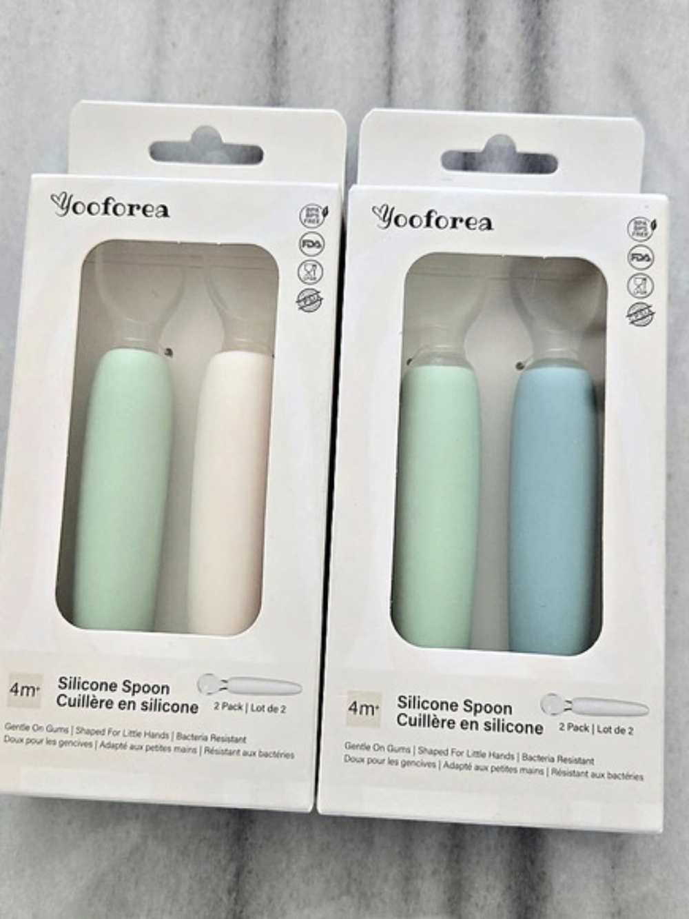 Four (4) Silicone Baby Spoons 4 Month Brand New Yooforea